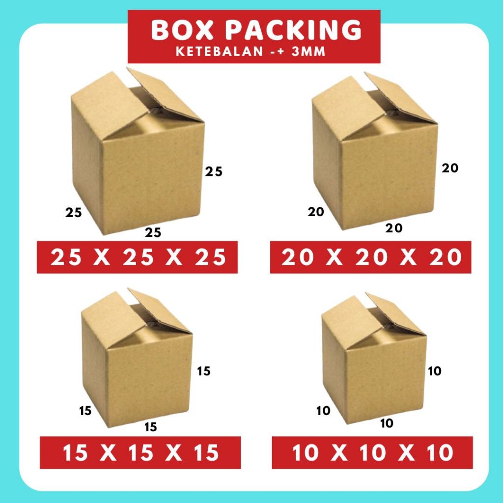 Box 25x25x25/20x20x20/15x15x15/10x10x10 A1 Kardus Packing Kotak Kemasan Gelas Botol Madu Diva Box