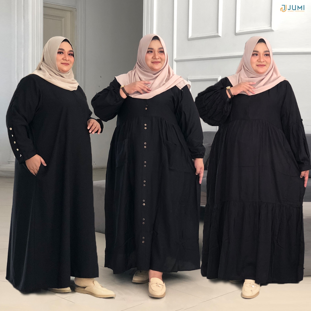 Gamis Hitam Jumbo LD 110 120 130 140