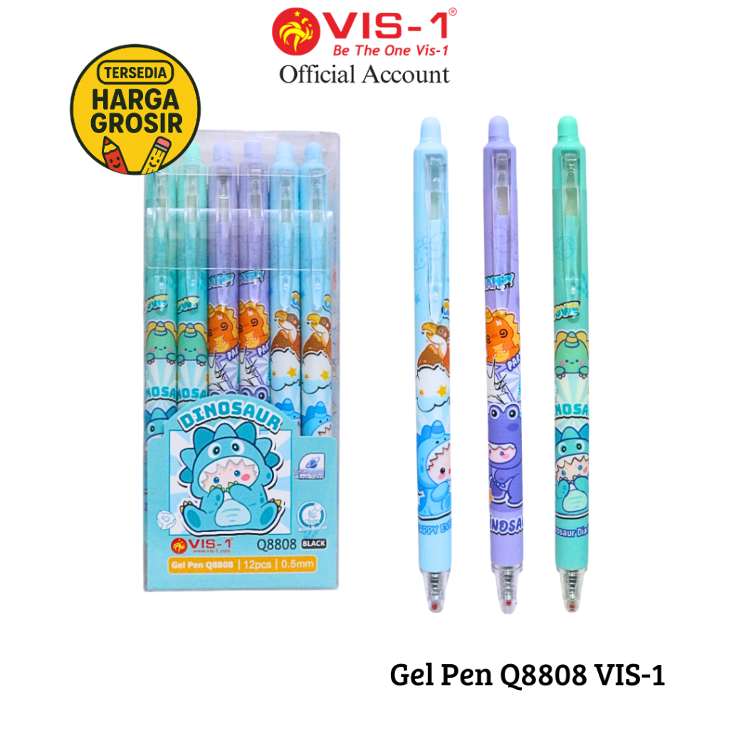 

VIS-1 -Ballpoint Gel Pen Kode Q8808 Dinosaur / Pen / Pulpen 0.5mm