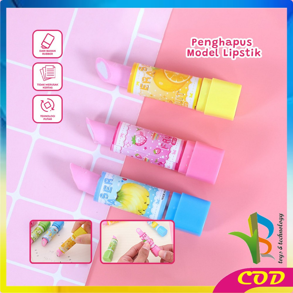 

EC RB-A70 Penghapus Model Lipstik Karakter Buah Random / Penghapus Pensil Eraser Buah Warna Warni Lucu / Penghapus Pensil Eraser Fruits Import