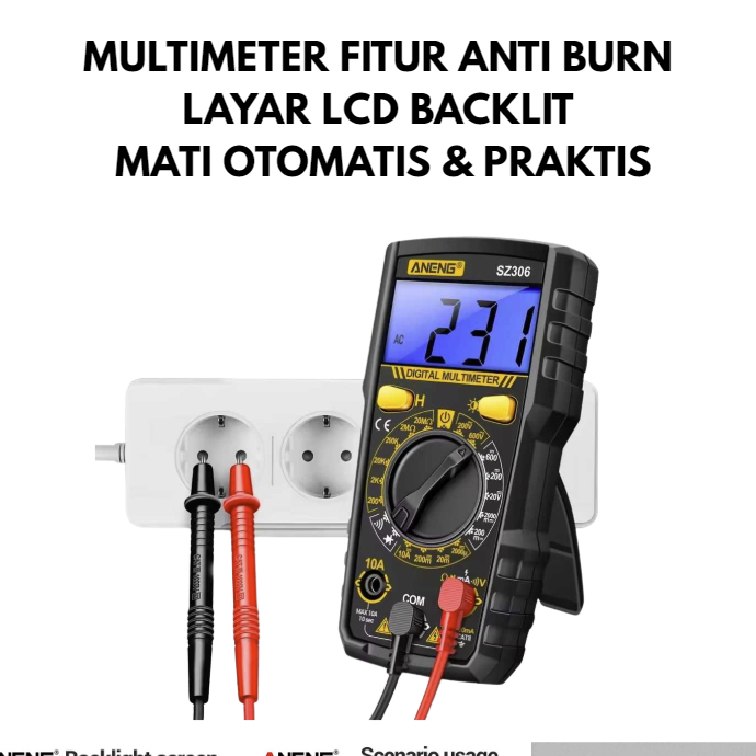 Multimeter Digital Voltage Tester ANENG  | Alat Ukur Listrik Lengkap | LCD Backlit Screen