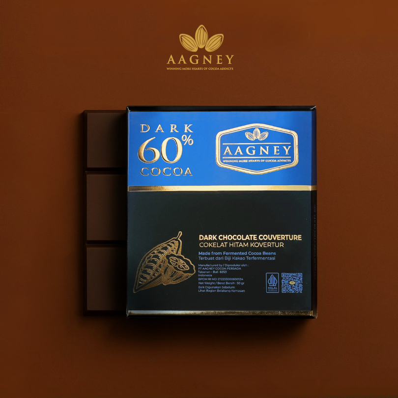 

Aagney Chocolate Couverture Dark 60% Cocoa 50gr | Cokelat Bali - Aagney Cocoa