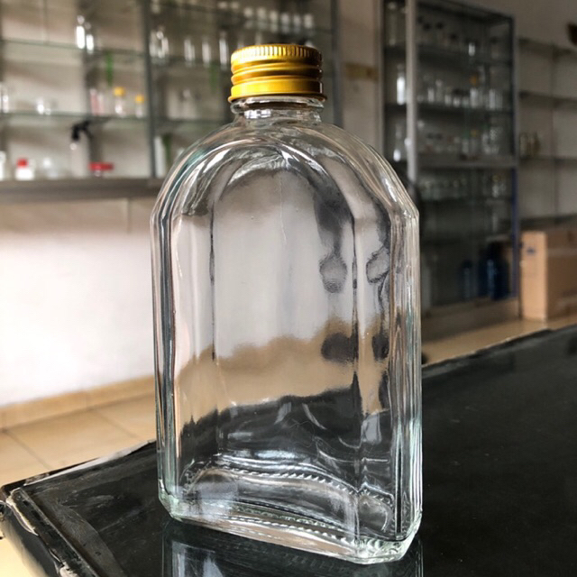 Botol kaca unik 250 ml juice kaca botol tutup alum minuman kaca unik kopi gepeng