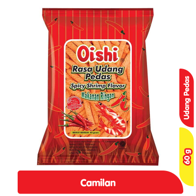

Oishi Kraker Udang Pedas Makanan Ringan 60 g