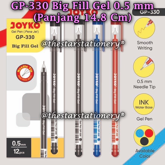 

(1 Biji) GROSIR Bolpen Joyko GP-330 Big Fill Gel 0.5 Gel Pen Hitam / Gel Pen Joyko GP330 (1 Biji)