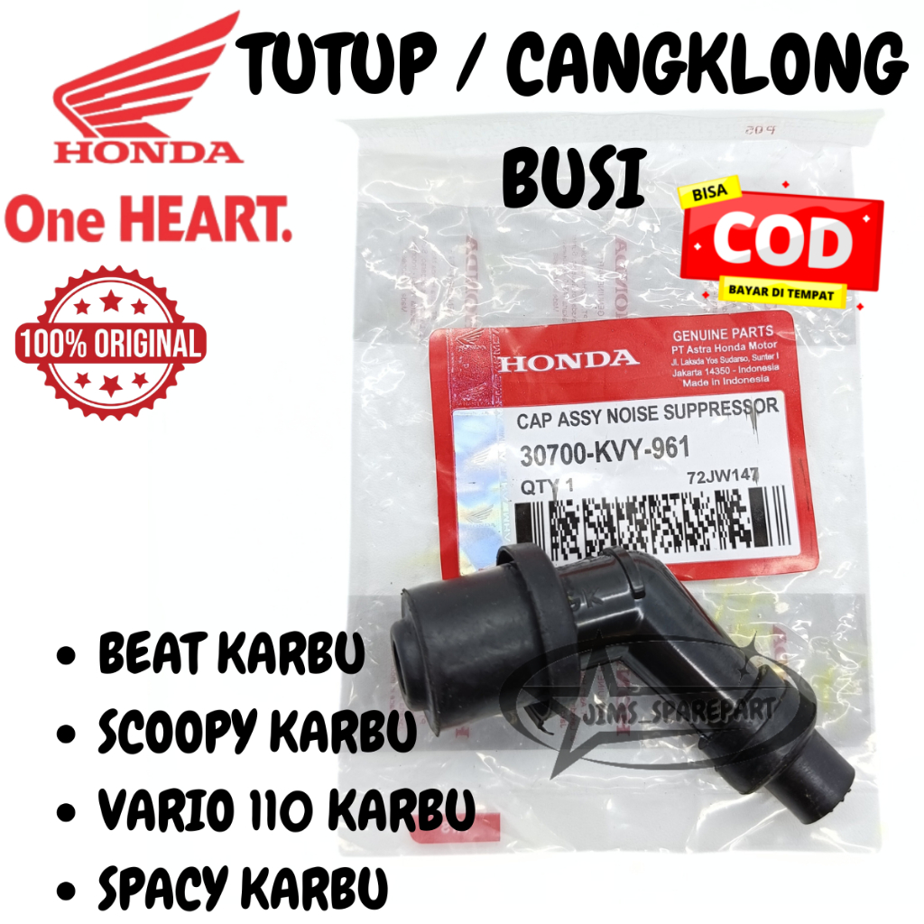 TUTUP BUSI HONDA KVY BEAT SCOOPY VARIO 110 SPACY KARBU CANGKLONG KEPALA ASLI AHM ORI HGP