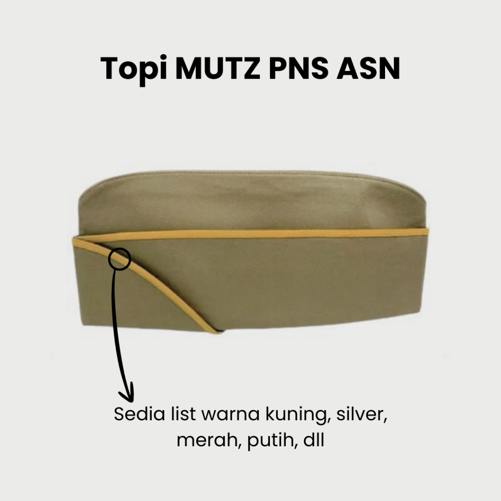 Topi Peci Mutz Warna Kuning PNS ASN Semua Golongan Pria Wanita Lis Pita Kuning Silver Putih Coklat
