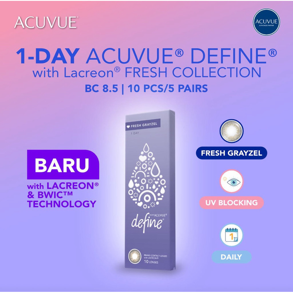 SOFTLENS ACUVUE DEFINE FRESH GRAYZEL 10 PCS / ACUVUE DEFINE 1 DAY CONTACT LENS