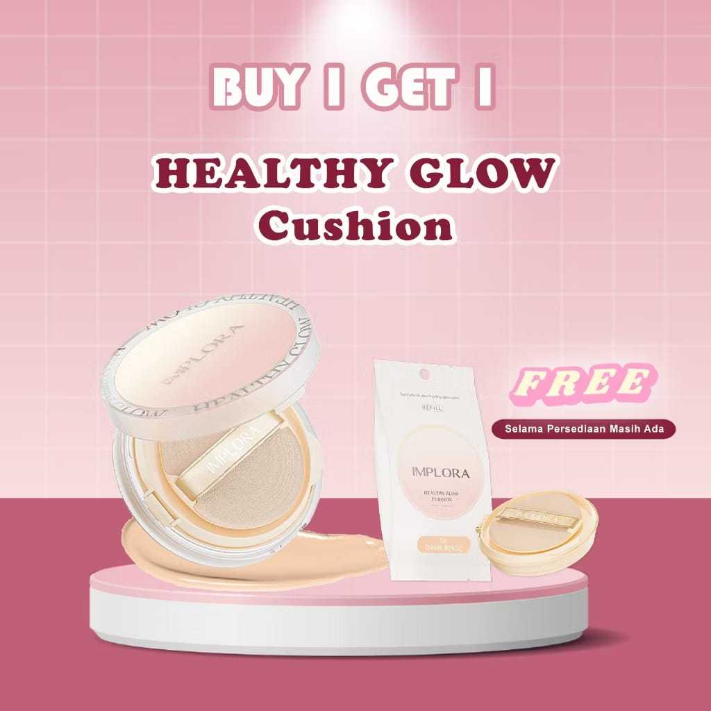 AS Implora (Free Reffil) Healthy Glow Cushion Bedak Basah Foundation | Alas Bedak Cover Cushion Full