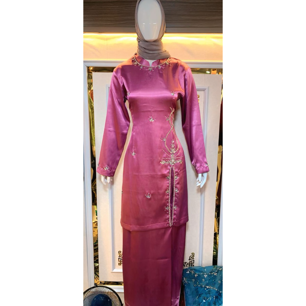 Set Bajukurung Melayu Bahan Americansilk Seragam Polos Baju kurung Wanita Setelan Stelan Bajukurung 