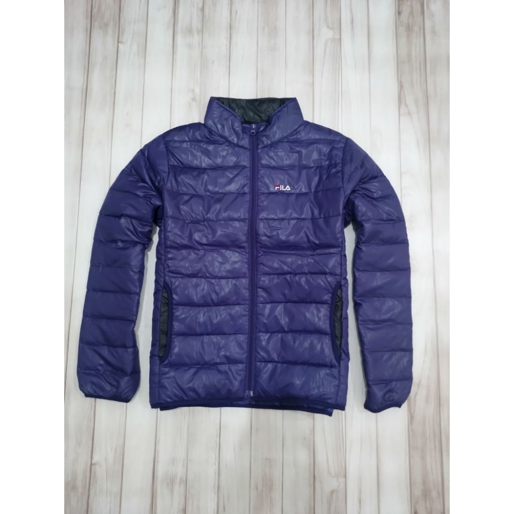 jaket bulu angsa Fila ultralight ungu size M fit L s3c0nd