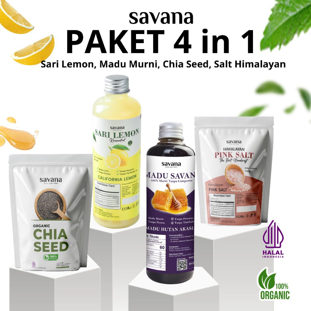 

Paket 4 in 1 Himalayan Salt Madu Murni Sari Lemon Chia Seed