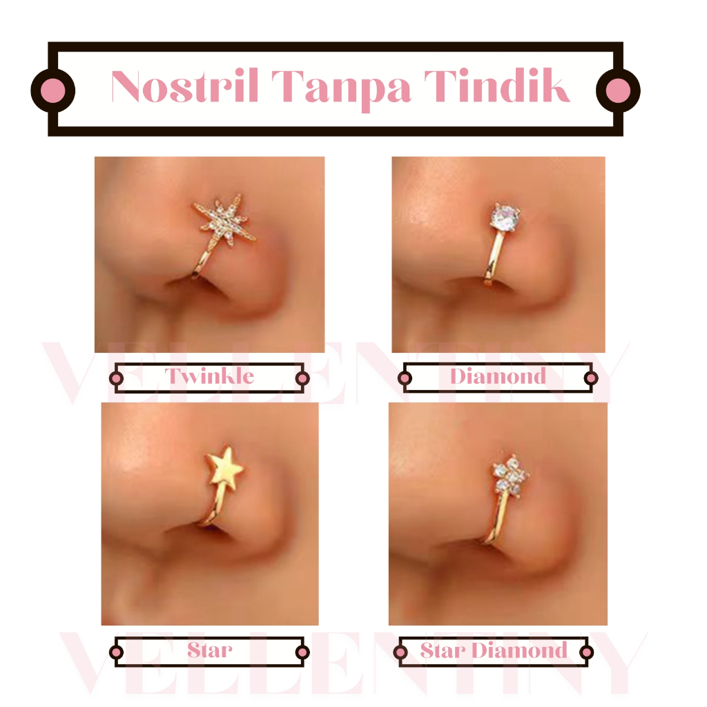 (Nostril) Anting Hidung Tanpa Tindik Titanium - Vellentiny