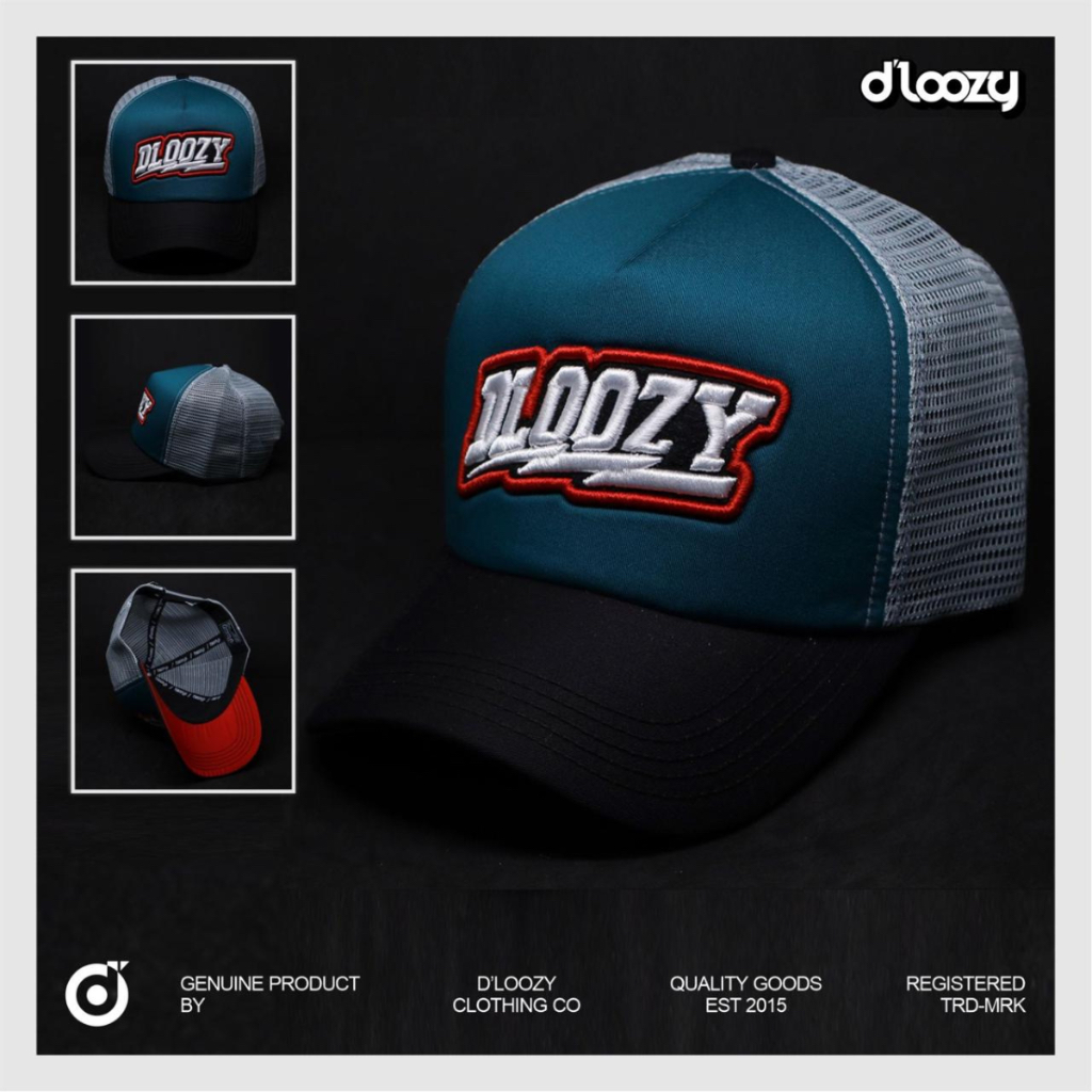 Topi Pria DLOOZY Trucker Hat Hitam Topi Jaring Distro Skaters Proshop Drip on Original 081