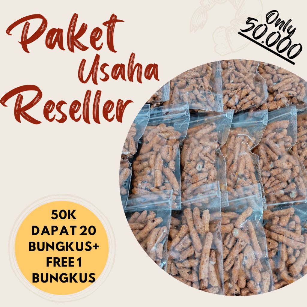

Paket usaha Reseller Basreng pedas daun jeruk @pcs isi 50gr