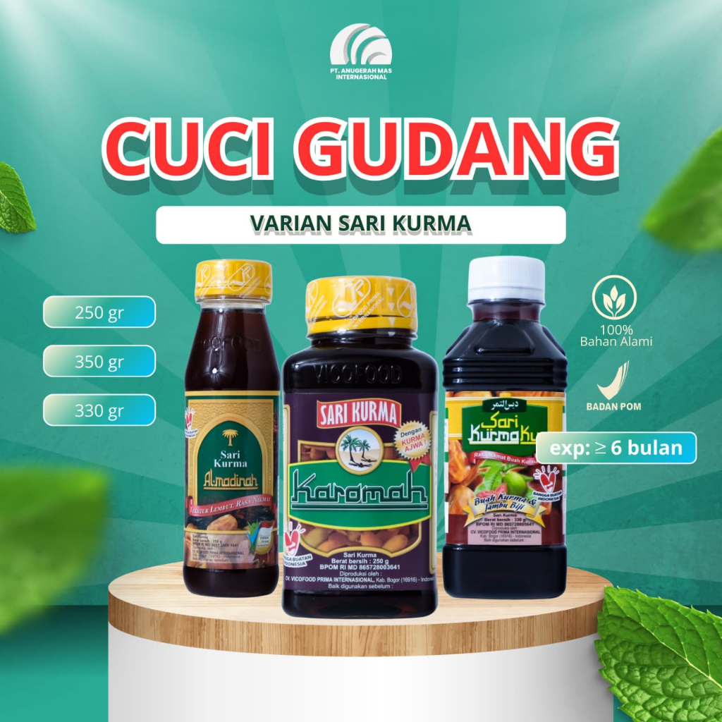 

Sari kurma Varian - PROMO CUCI GUDANG - Sari kurma - Pengganti selai - Herbal - CV. Vicofood Prima Internasional - PT Anugerah Mas Internasional