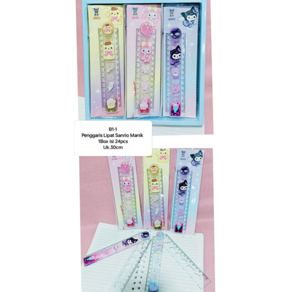 

pengaris lipat gliter air Sanrio& stitch