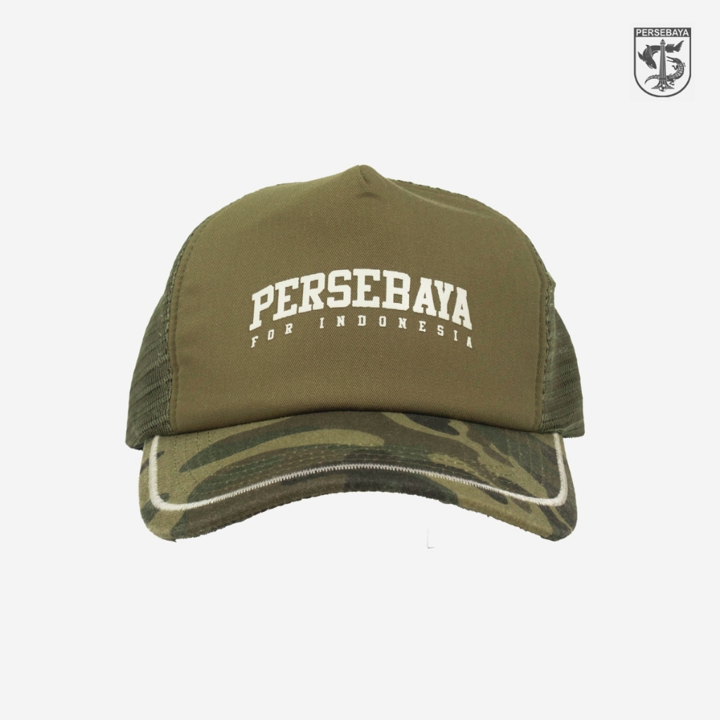 Topi Trucker Persebaya For Indonesia Camo - Olive | Official Persebaya