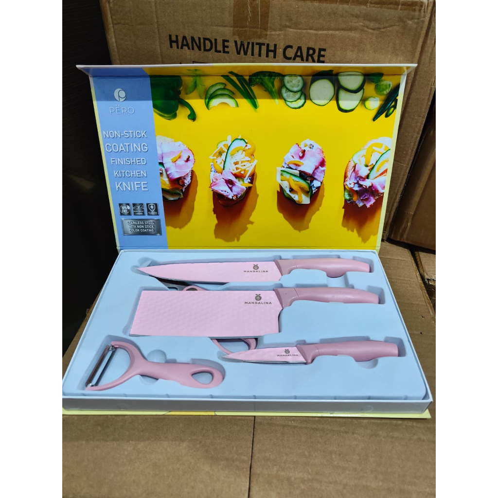 Pero X Mandalina Ayaka Knife Set of 5 with Cutting Board / Pisau Set Isi 5pcs dengan Talenan Lapisan