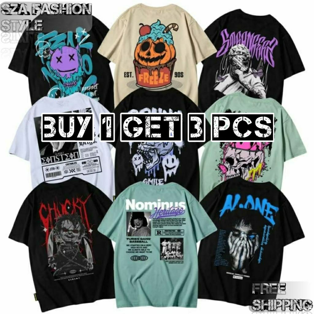 Kaos Distro Trendy Full Katun 30s Cocok Untuk Pria/Wanita Hemat 100rb Dapet 3 Pcs Motif Keren Baju K