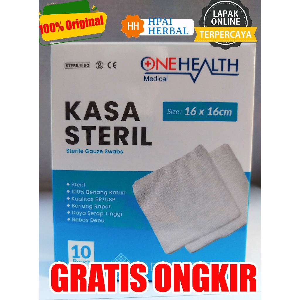 Onehealth Isi 10 Kasa Steril Medis – Perban Luka, Jahitan, P3K, Alat Kesehatan,Perawatan Luka