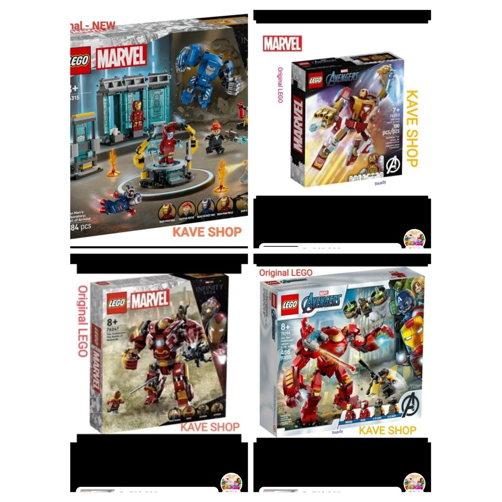 LEGO 76206 Super Heroes : Iron Man Figure - LEGO 76164 : Iron Man Hulkbuster vs AIM Agent - LEGO 762