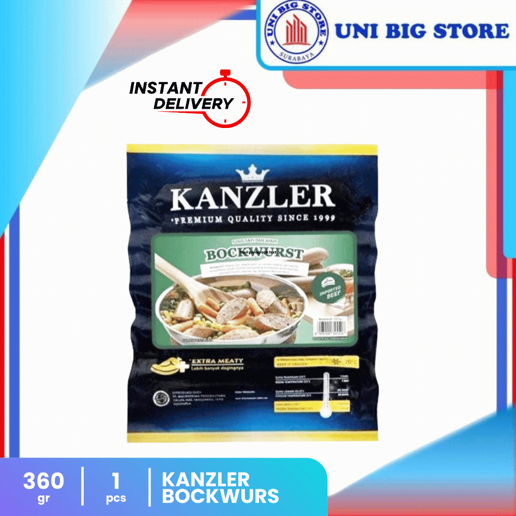 

Kanzler Bockwurst Sosis Sapi Ayam 360 gr Beef Chicken Sausages
