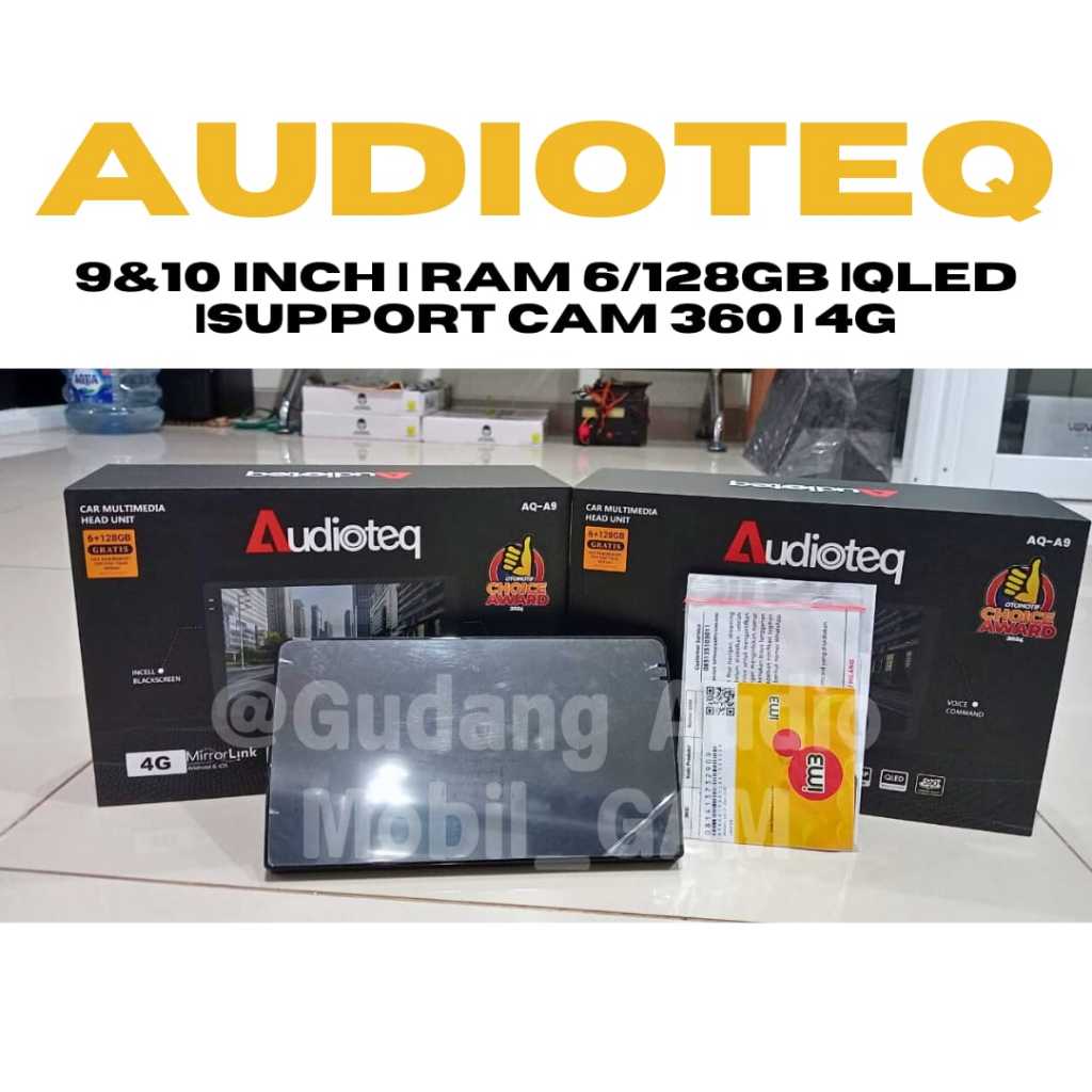 HEAD UNIT ANDROID AUDIOTEQ RAM 6/128GB SUPPORT CAM 360 & 4G 9& 10 INCH