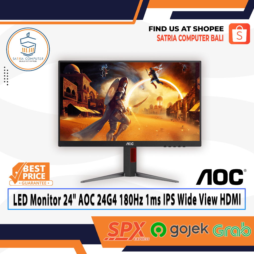 LED Monitor 24 AOC 24G4 180Hz 1ms IPS Wide View HDMI