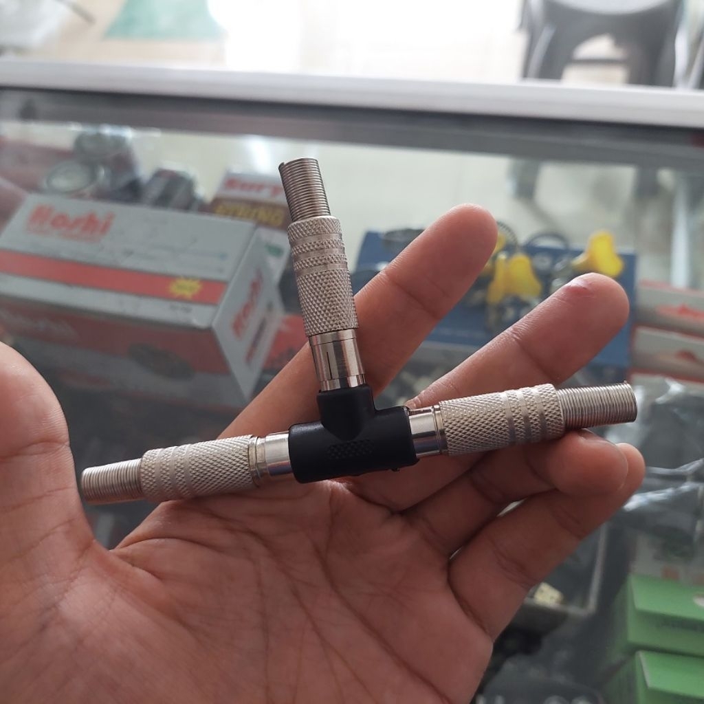 Jack T Antena TV Besi Konektor Splitter Antena Set Top Box Digital