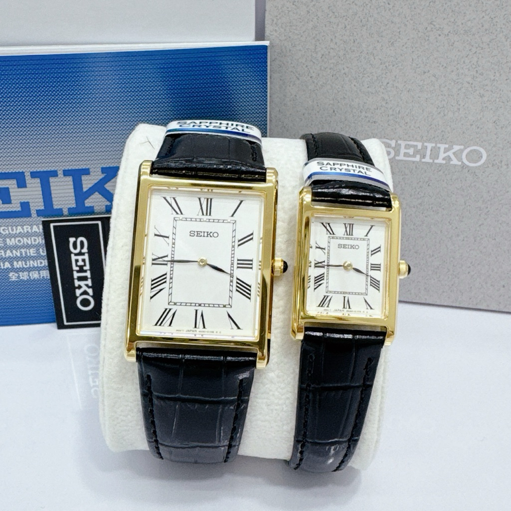 Jam Tangan Couple SEIKO TANK SWR104 SWR104P1 Dan SWR108 SWR108P1 Kaca Sapphire (ORIGINAL)