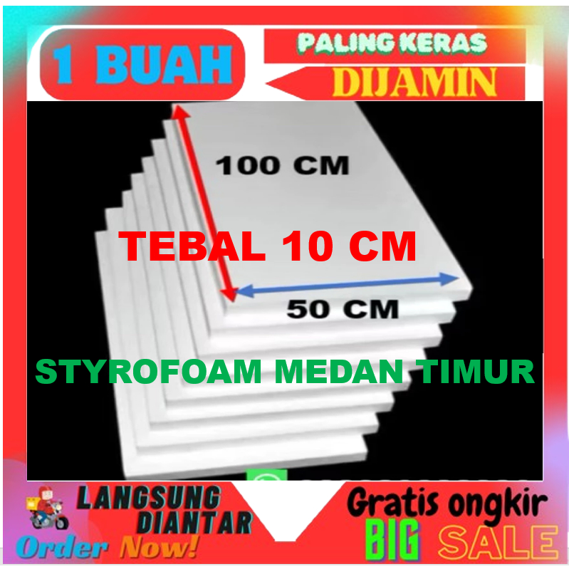 Lembaran Styrofoam Papan Sterofoam 50x100 cm Tebal 10 cm Sterofom Gabus Lembaran / Styrofoam Lembara