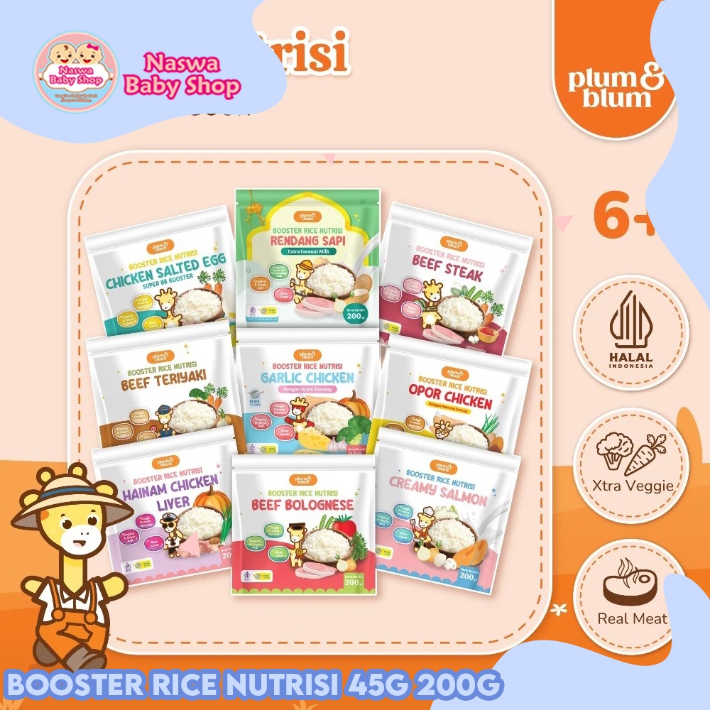 

Plum & Blum Booster Rice Nutrisi Beras MPASI Bayi Tanpa MSG & Pengawet 6m+ 45g 200g