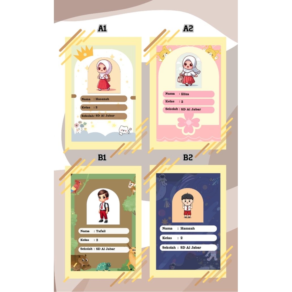 Name tag Lucu untuk anak TK-SD