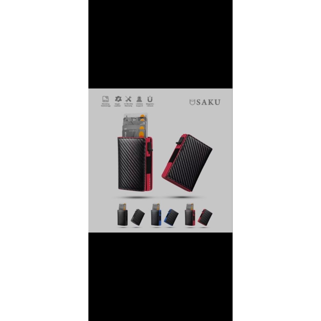 Dompet Pria SAKU Karbon Dompet Kartu Card Holder Dompet Kecil RFID Wallet Dompet Mini