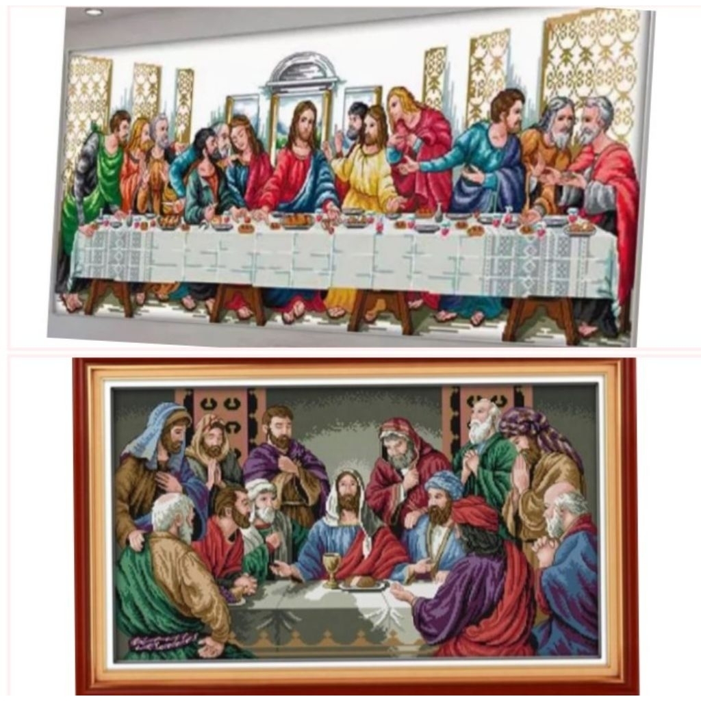 DIY PAKET KRISTIK YESUS DAN MURID PERJAMUAN KUDUS TERAKHIR LAST SUPPER CROSS STITCH KIT POLA KAIM 14