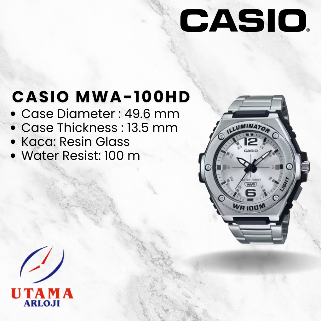 CASIO General MWA-100HD  Illuminator Jam Tangan Pria