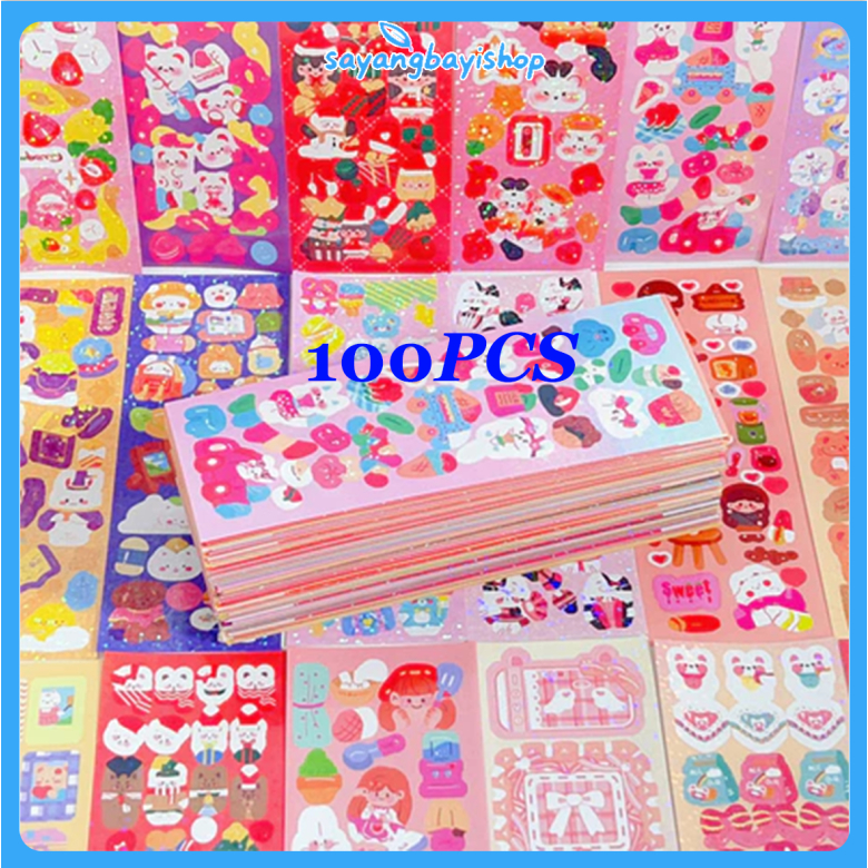 

【COD】100 lembar Berbagai Kartun Shiny Stiker Set Mahasiswa Hias DIY Bahan Stiker