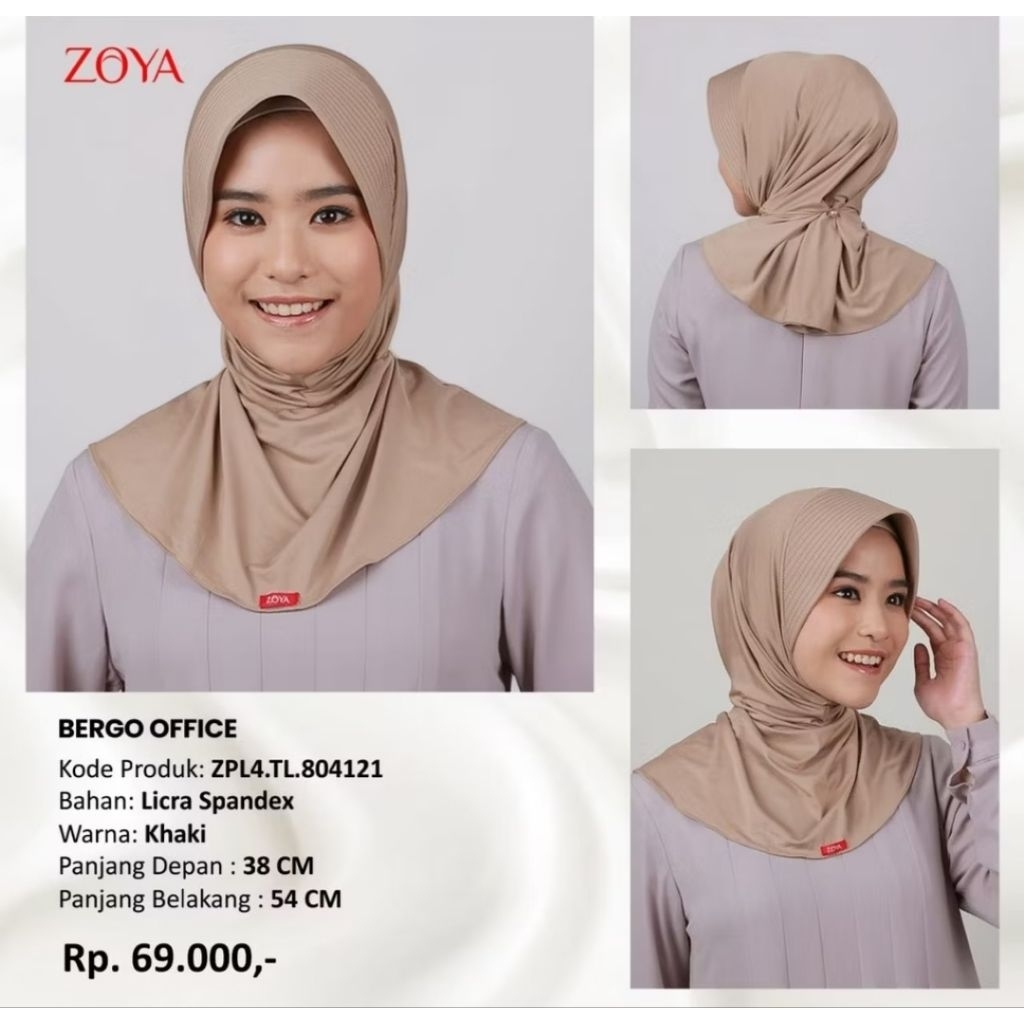 Zoya Kerudung instan kancing bergo office