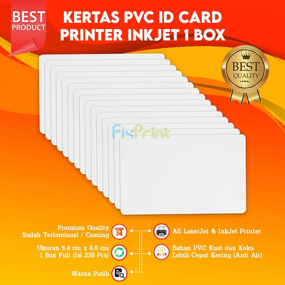 

PVC ID Card White 8.6 x 5.4 cm Kertas PVC Instant Tray ID L805 L800 230pcs