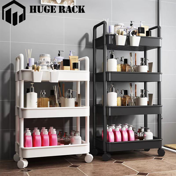 Rak Troli Susun 5/4/3 Serbaguna Rak Troli Penyimpanan Serbaguna Rak Susun Portable Roda Rak Salon