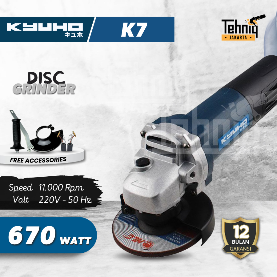 Kyuho K7 Mesin Gerinda Tangan Listrik / Disc Grinder Kyuho K7 4 Inch