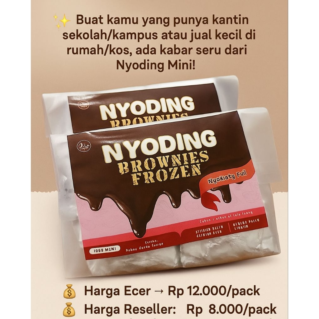 

Mini Pack Premium Brownies Frozen Fudgy Nyoding - Hemat Praktis