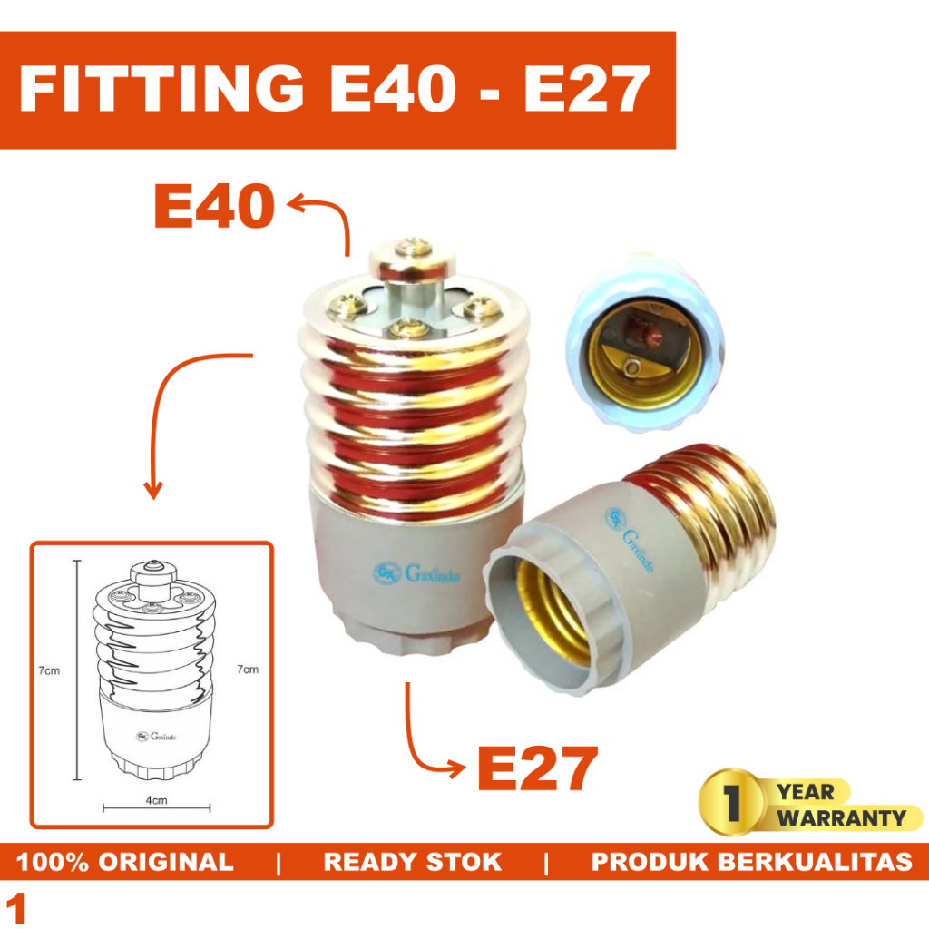 Converter Lampu Fitting E40 ke Fitting E27 Fiting Over E 40 E 27 Fitting E40 ke E27