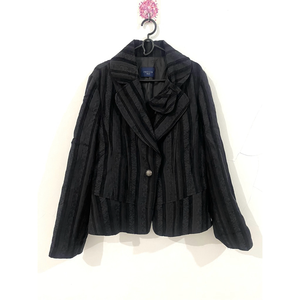 (PRELOVED) BLAZER HITAM WANITA / BLAZER MOTIF / BLAZER PANJANG