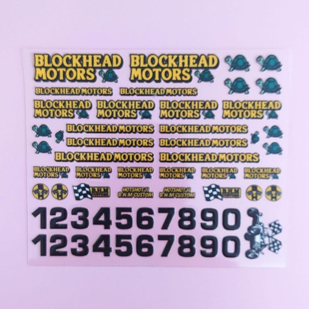 Decal DTF UV - Mini 4WD - Blockhead Motors Kuning