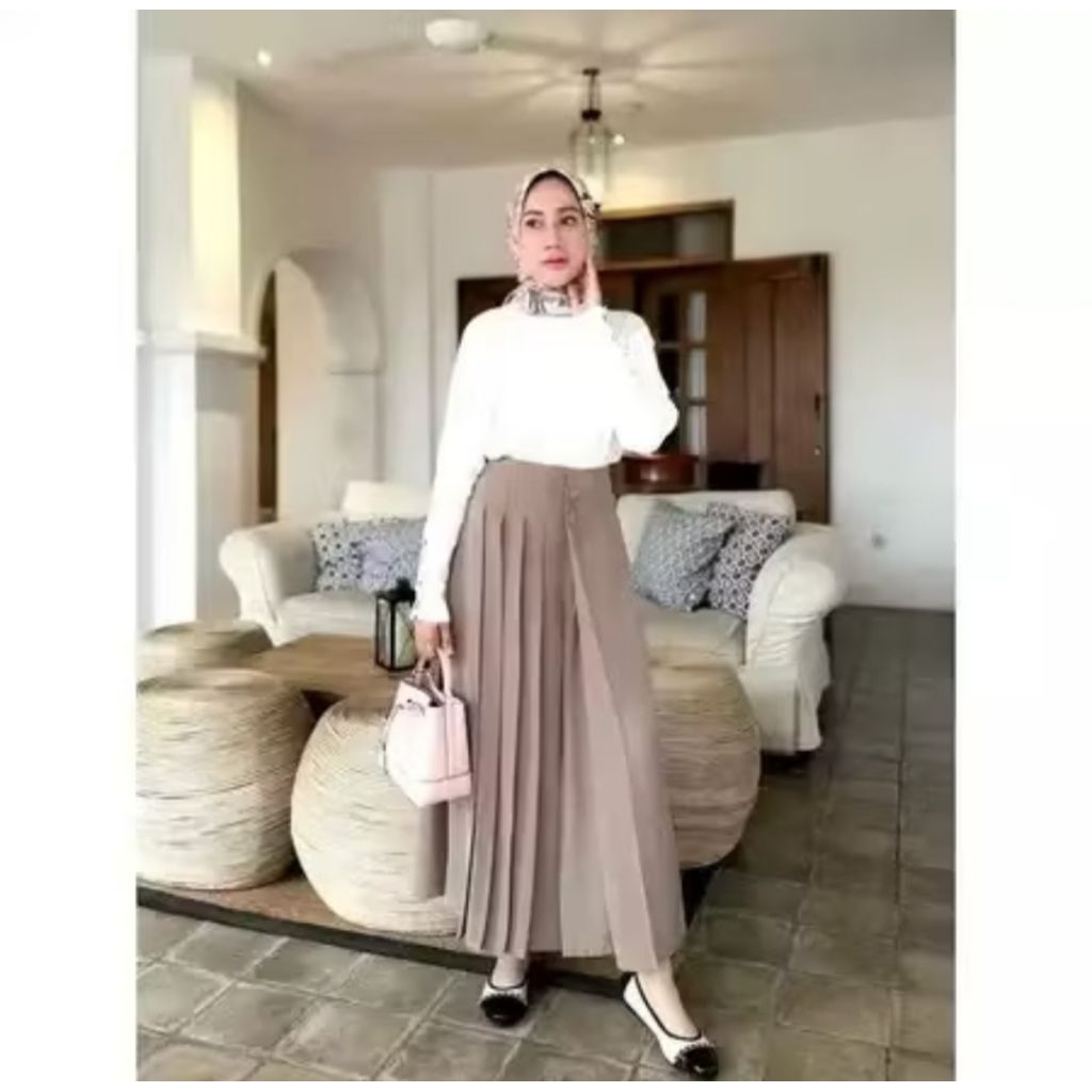 cellie pleats-kulot rok plisket wanita bahan furano premium import