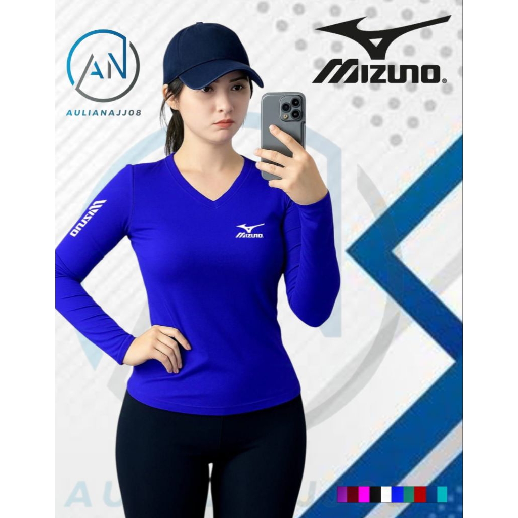 Baju Atasan Olahraga Wanita Baju Senam Mizuno Lengan Panjang
