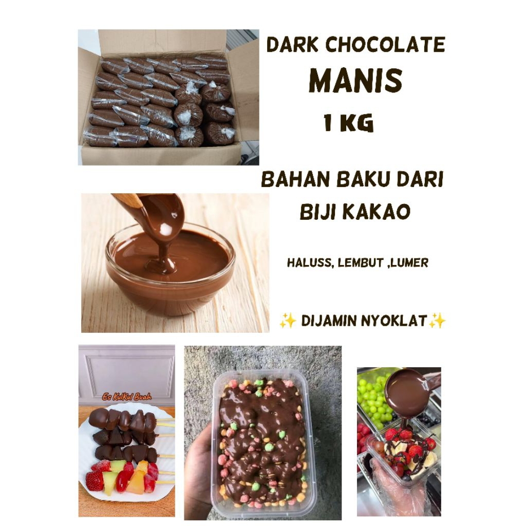

dark chocolate manis cair 1kg kiloan murah repack/dark coklat manis kiloan murah