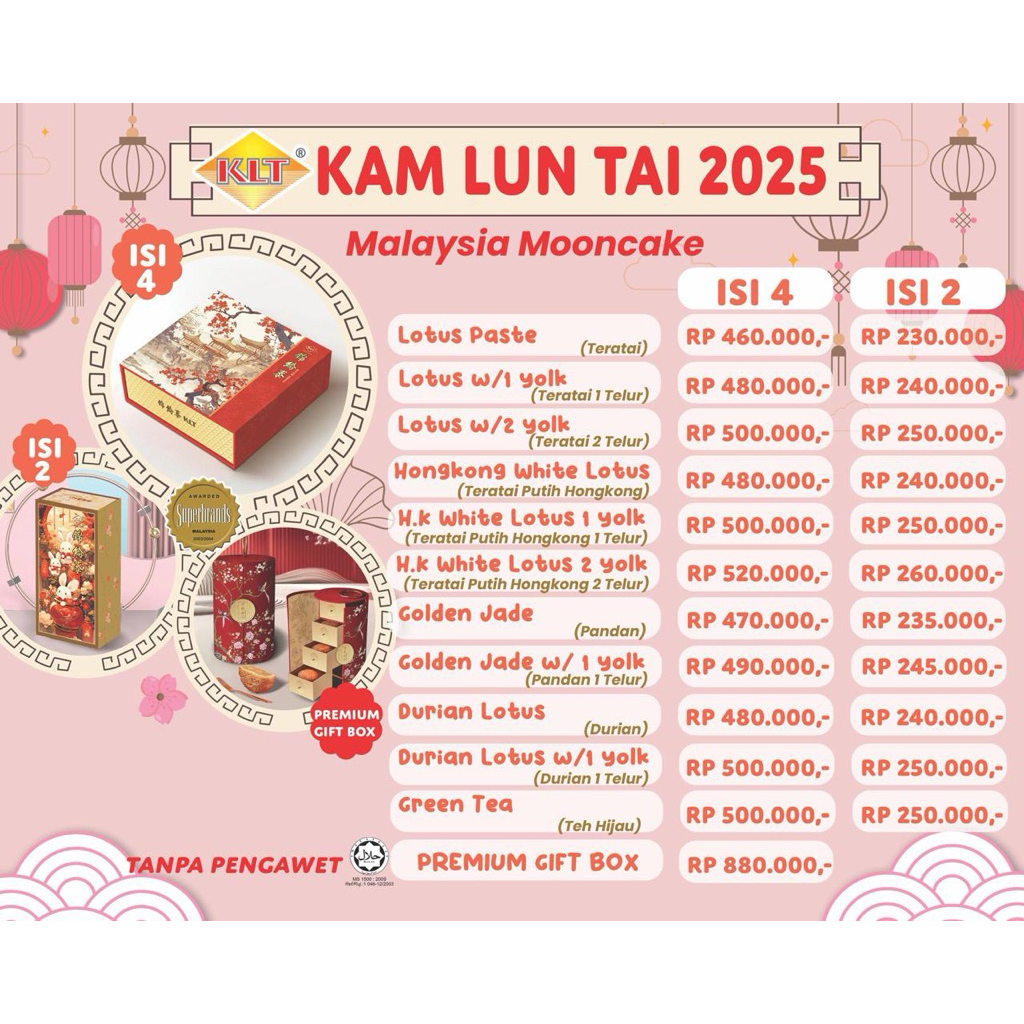 

Kam Lun Tai Kue Bulan KLT Moon Cake Premium HALAL | MALAYSIA |